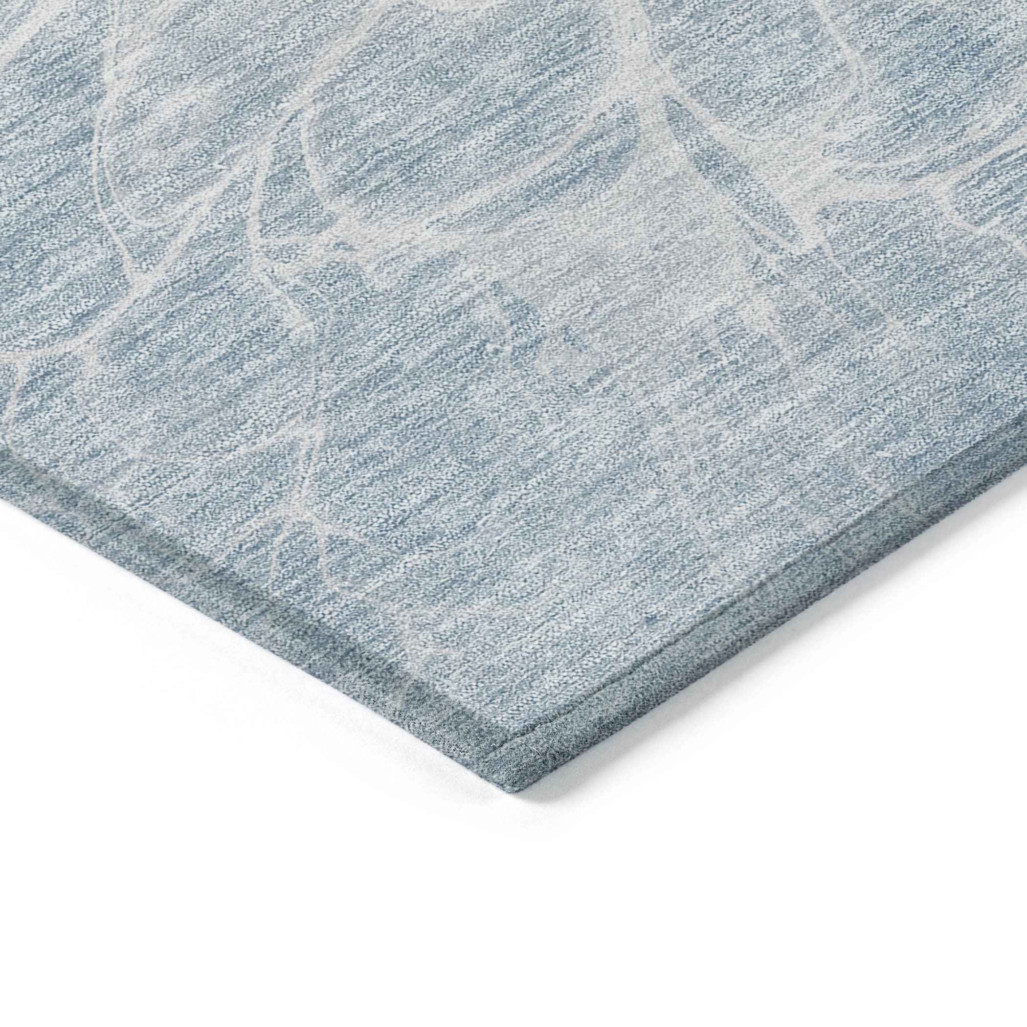 5' X 8' Sky Blue And Denim Blue Abstract Washable Indoor Outdoor Area Rug