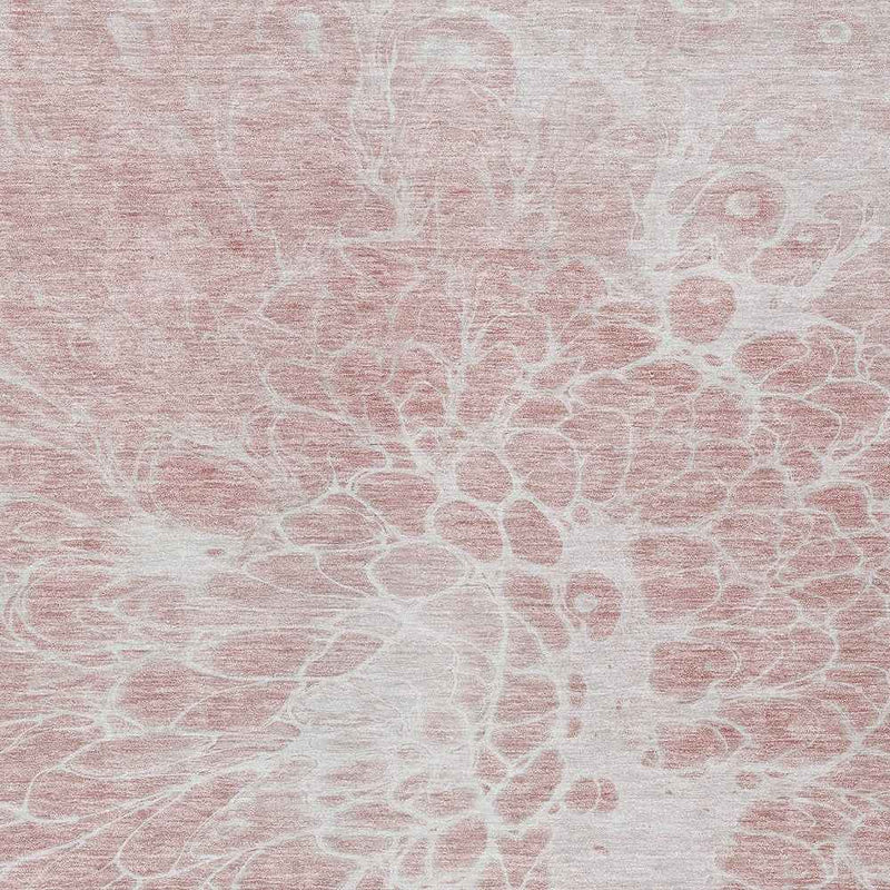 9' X 12' Pink Blush And Ivory Abstract Washable Indoor Outdoor Area Rug