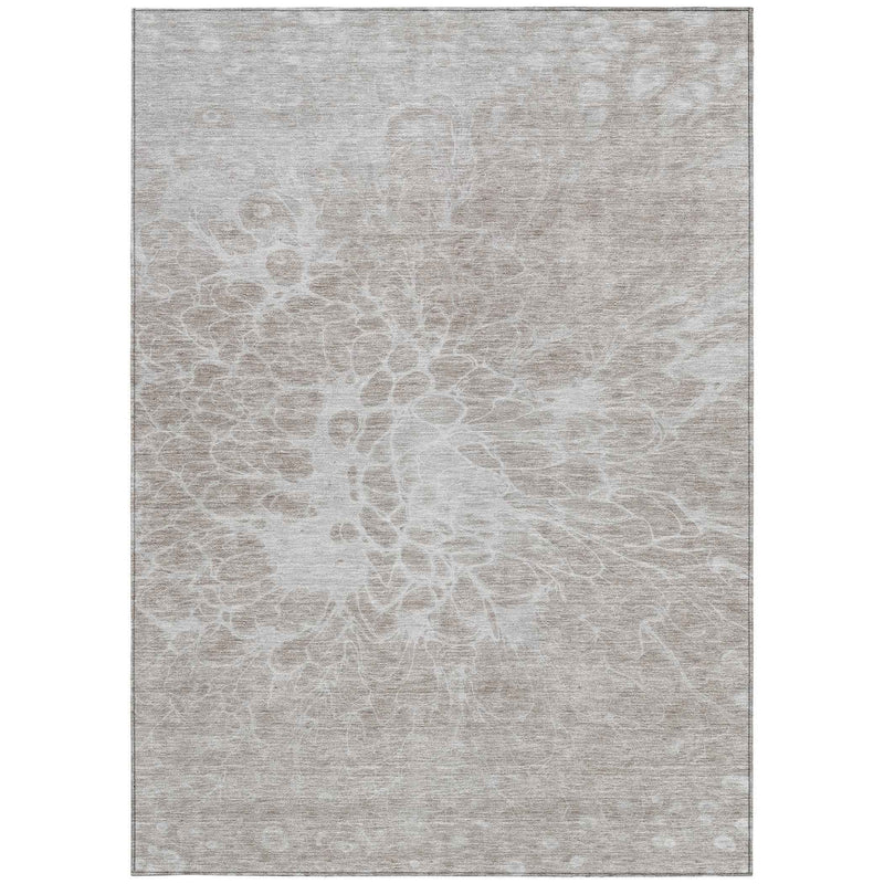 9' X 12' Taupe Beige And Ivory Abstract Washable Indoor Outdoor Area Rug