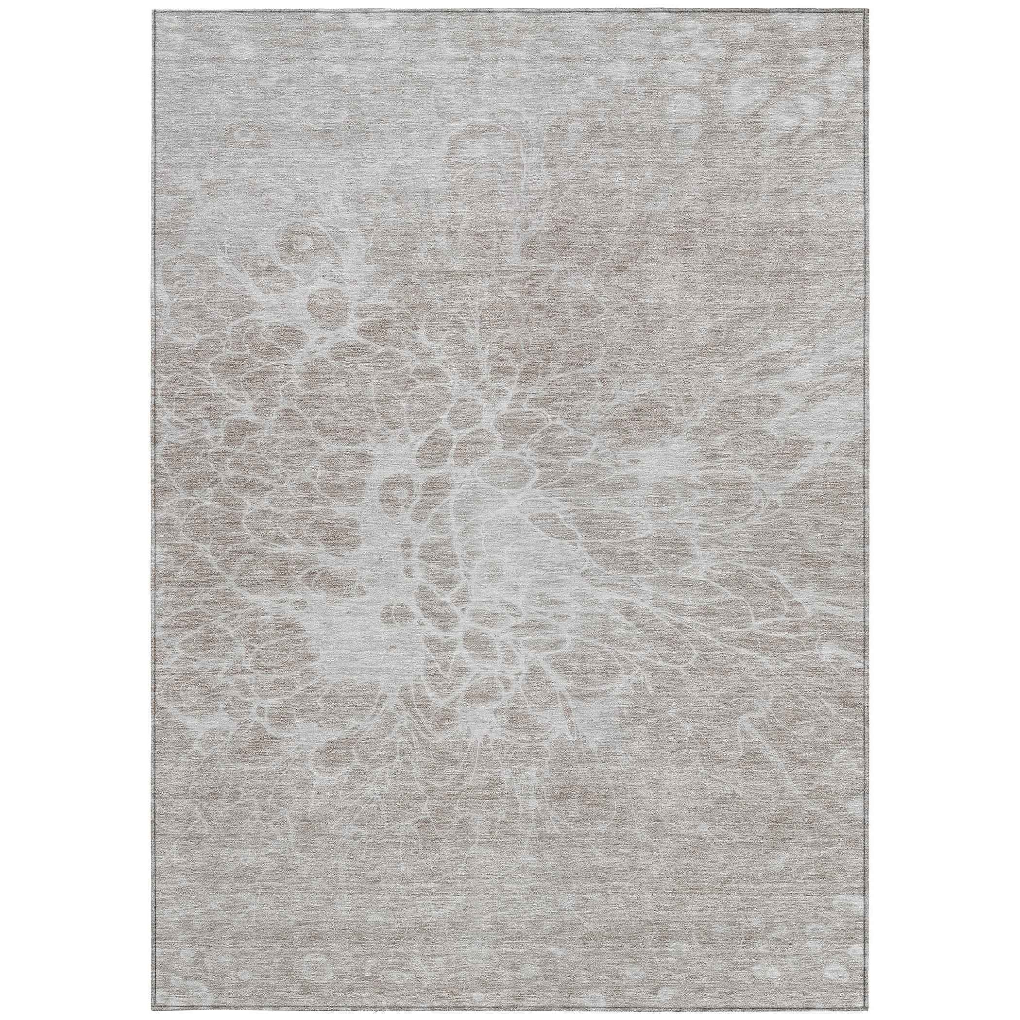 5' X 8' Taupe Beige And Ivory Abstract Washable Indoor Outdoor Area Rug