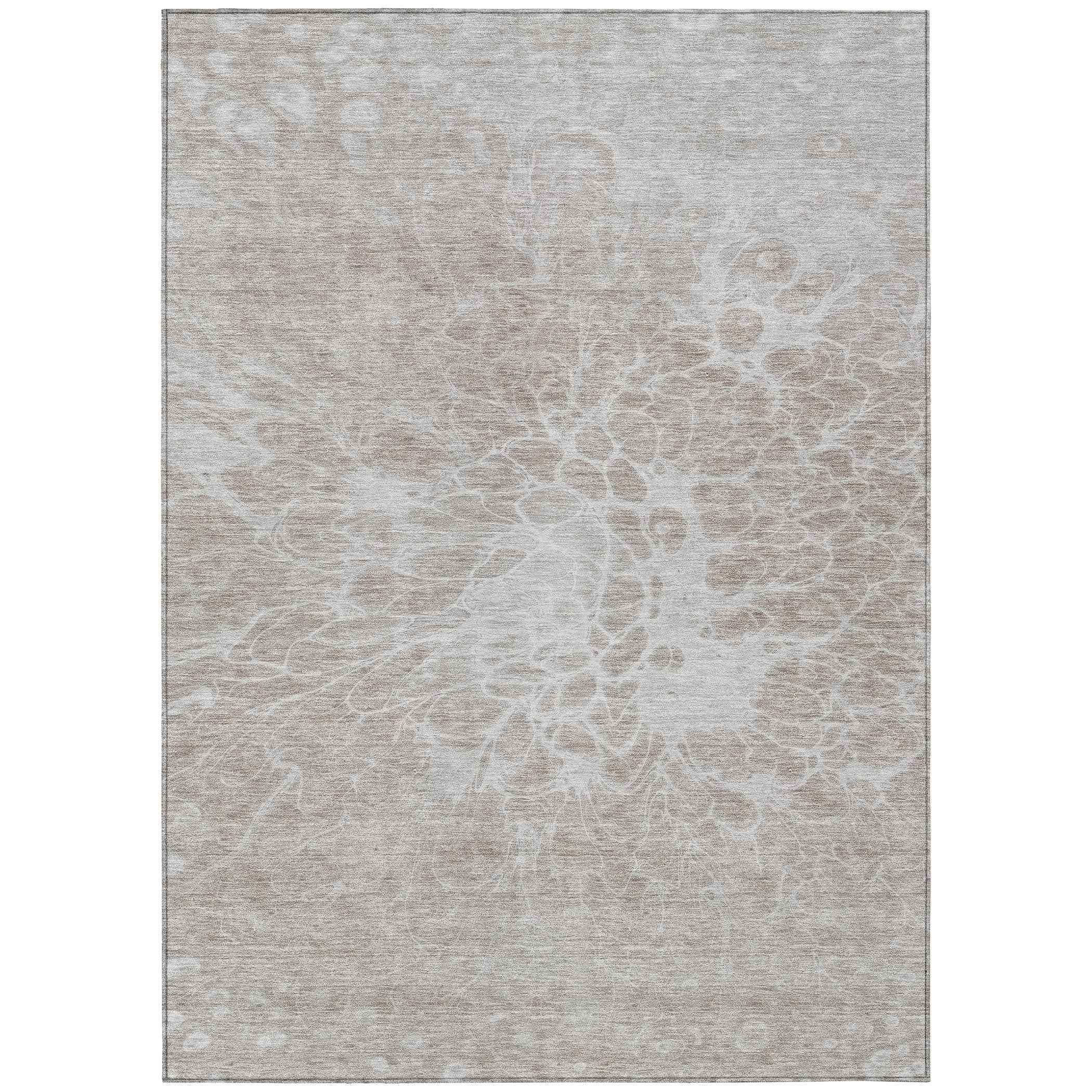 5' X 8' Taupe Beige And Ivory Abstract Washable Indoor Outdoor Area Rug