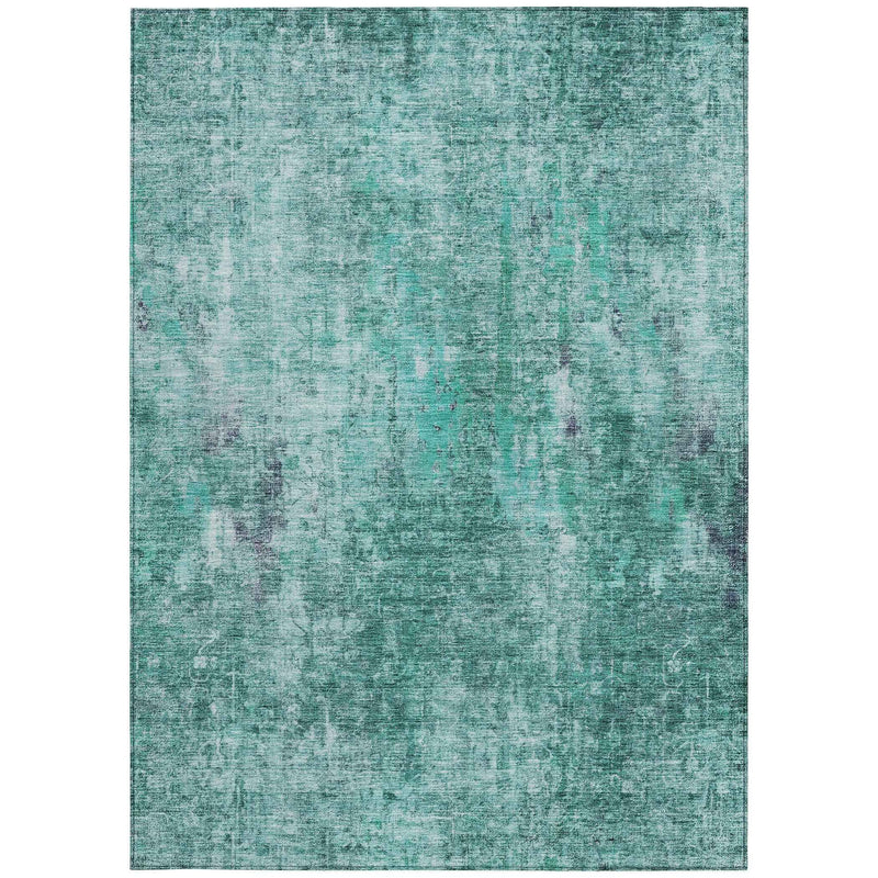 3' X 5' Teal Blue Green And Gray Abstract Washable Indoor Outdoor Area Rug