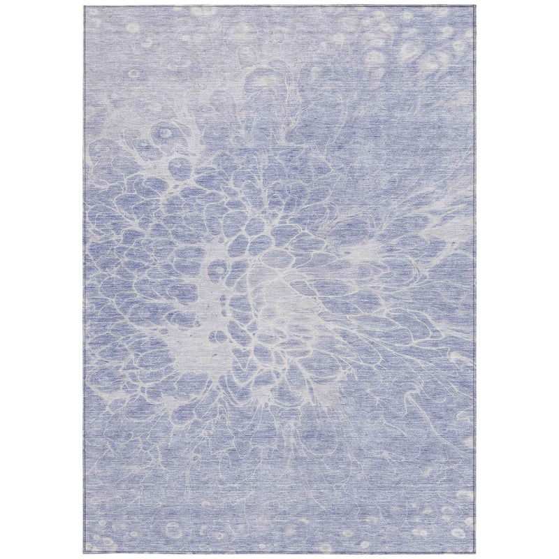 3' X 5' Lavender Ivory And Lilac Abstract Washable Indoor Outdoor Area Rug