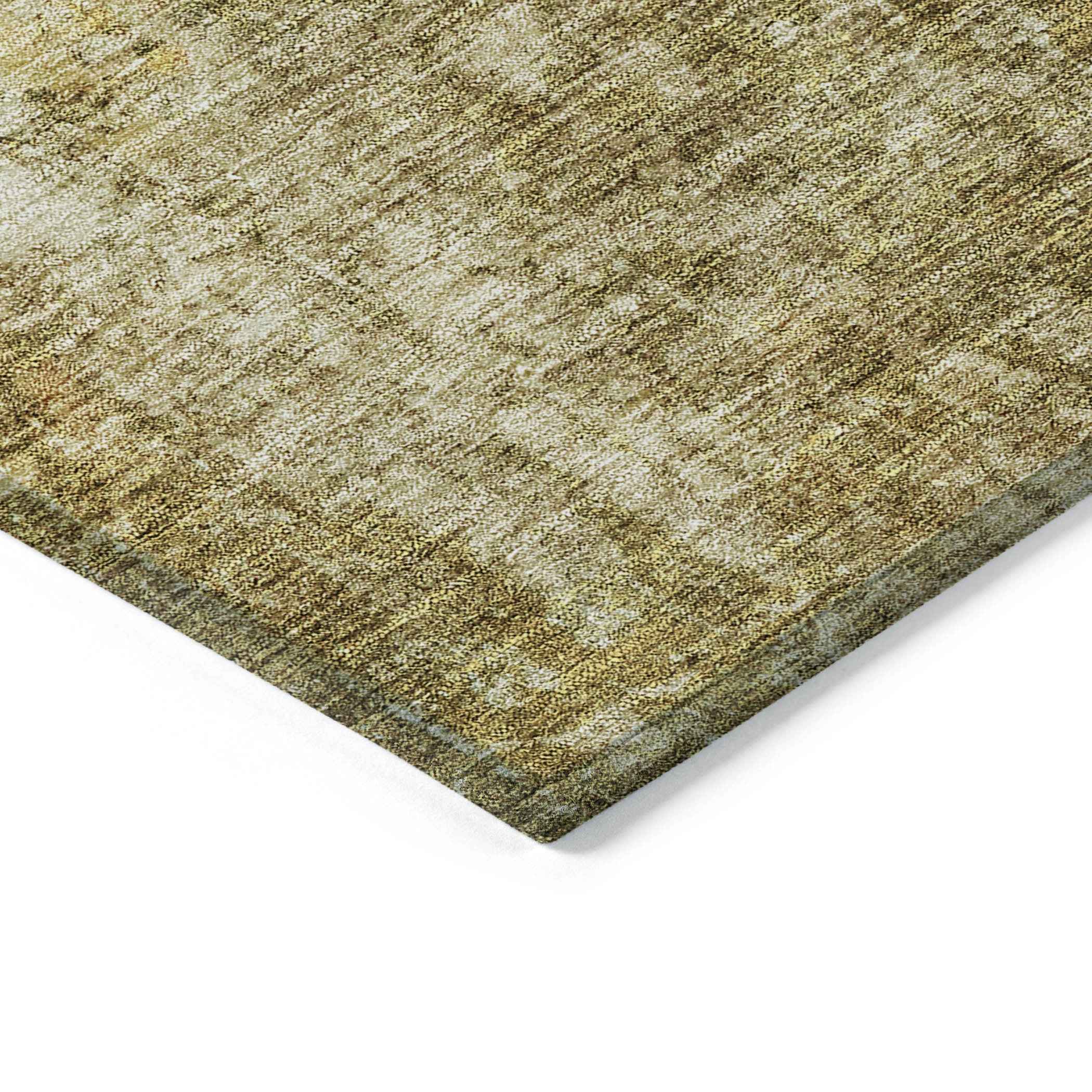9' X 12' Brown Beige And Gold Abstract Washable Indoor Outdoor Area Rug