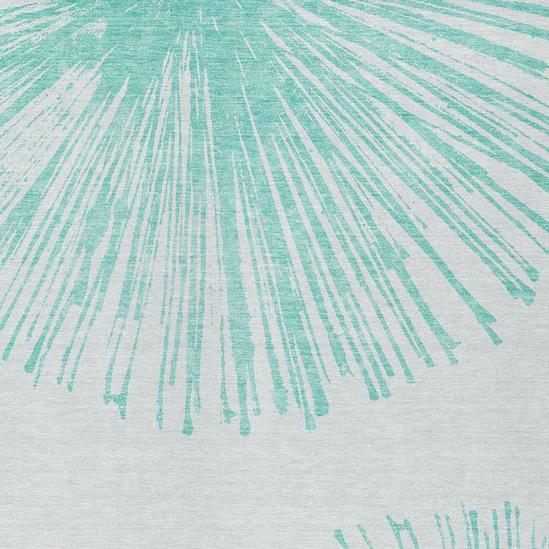 3' X 5' Aquamarine And Ivory Abstract Washable Indoor Outdoor Area Rug