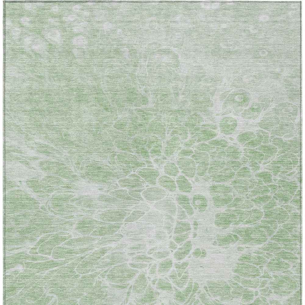3' X 5' Mint Green And Ivory Abstract Washable Indoor Outdoor Area Rug