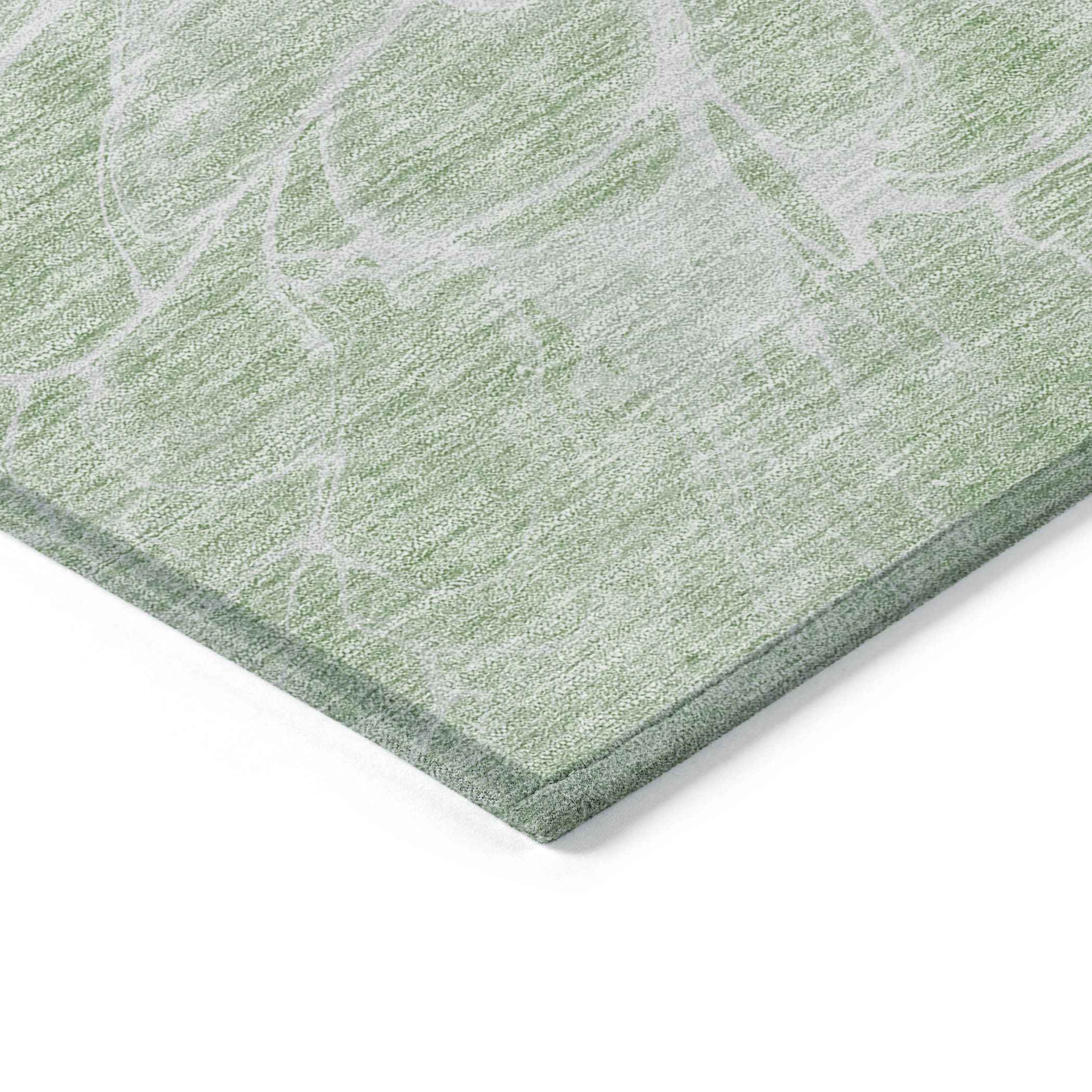 3' X 5' Mint Green And Ivory Abstract Washable Indoor Outdoor Area Rug