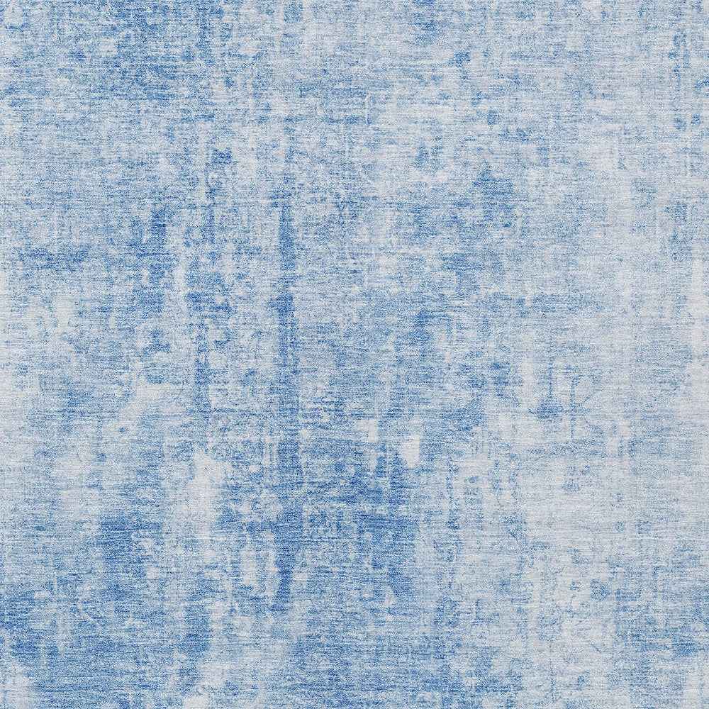 10' X 14' Denim Blue And Ivory Abstract Washable Indoor Outdoor Area Rug