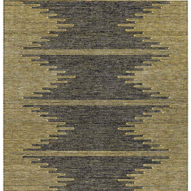 9' X 12' Dark Gray And Gold Abstract Washable Indoor Outdoor Area Rug