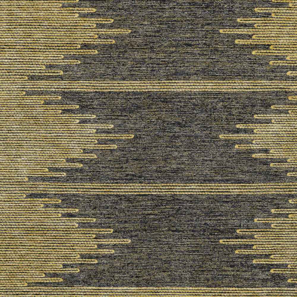 9' X 12' Dark Gray And Gold Abstract Washable Indoor Outdoor Area Rug