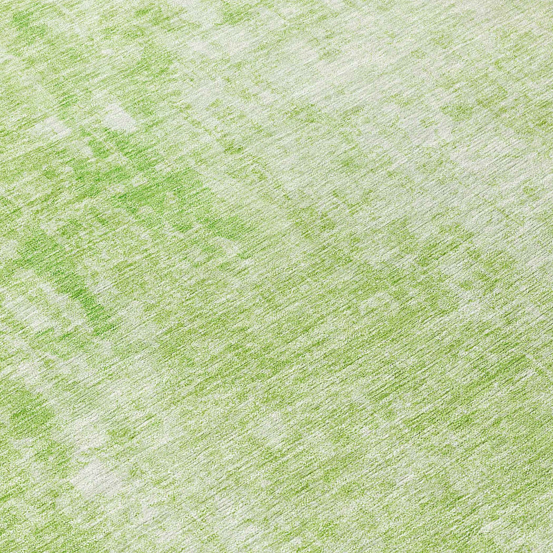 8' Green And Ivory Round Abstract Washable Indoor Outdoor Area Rug