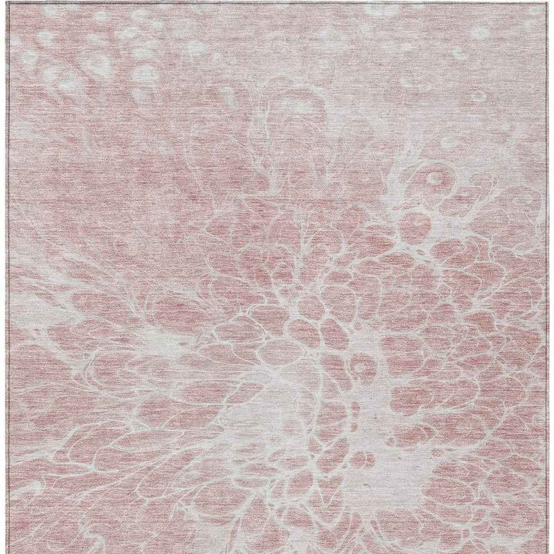 5' X 8' Pink Blush And Ivory Abstract Washable Indoor Outdoor Area Rug