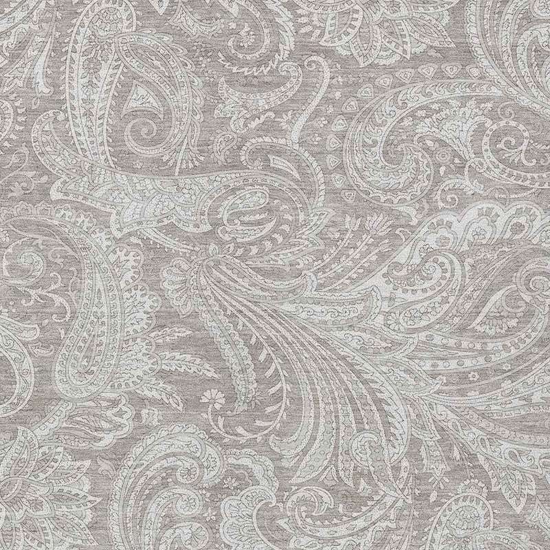 5' X 8' Taupe Beige And Ivory Paisley Washable Indoor Outdoor Area Rug