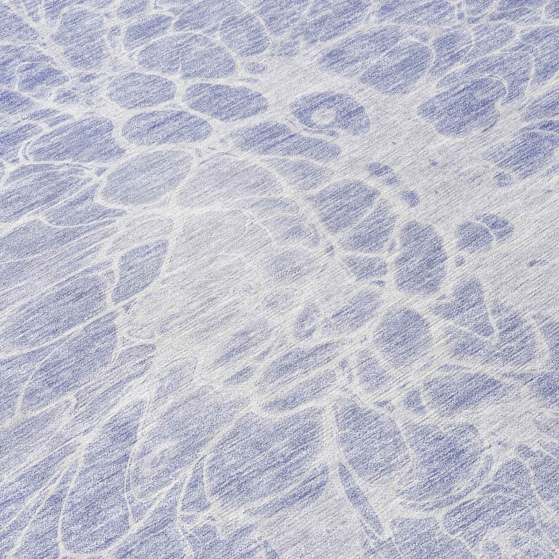 8' Lavender Ivory And Lilac Round Abstract Washable Indoor Outdoor Area Rug