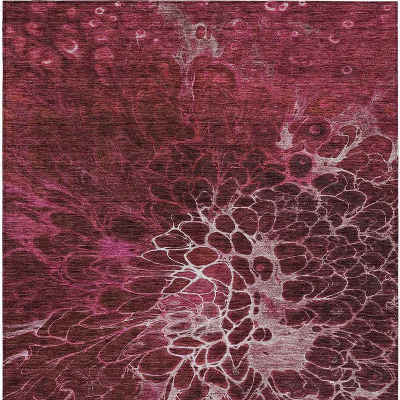9' X 12' Merlot Blush And Gray Abstract Washable Indoor Outdoor Area Rug