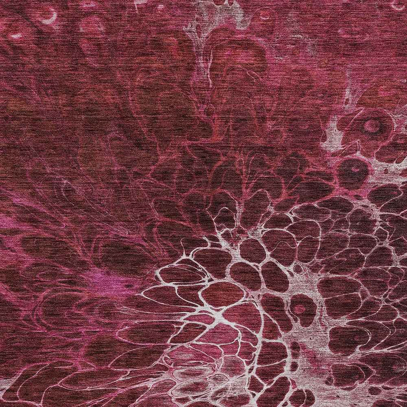 9' X 12' Merlot Blush And Gray Abstract Washable Indoor Outdoor Area Rug