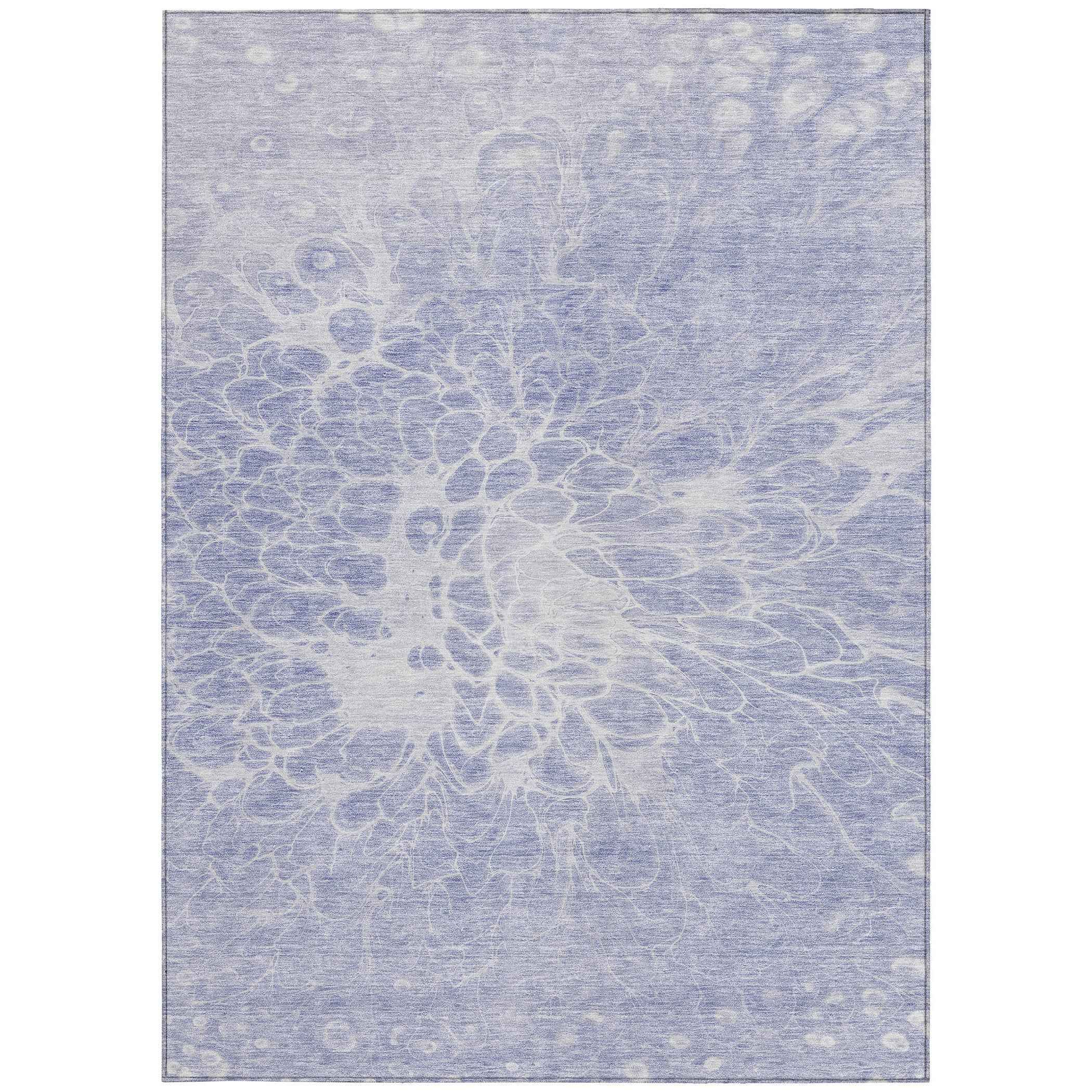 5' X 8' Lavender Ivory And Lilac Abstract Washable Indoor Outdoor Area Rug
