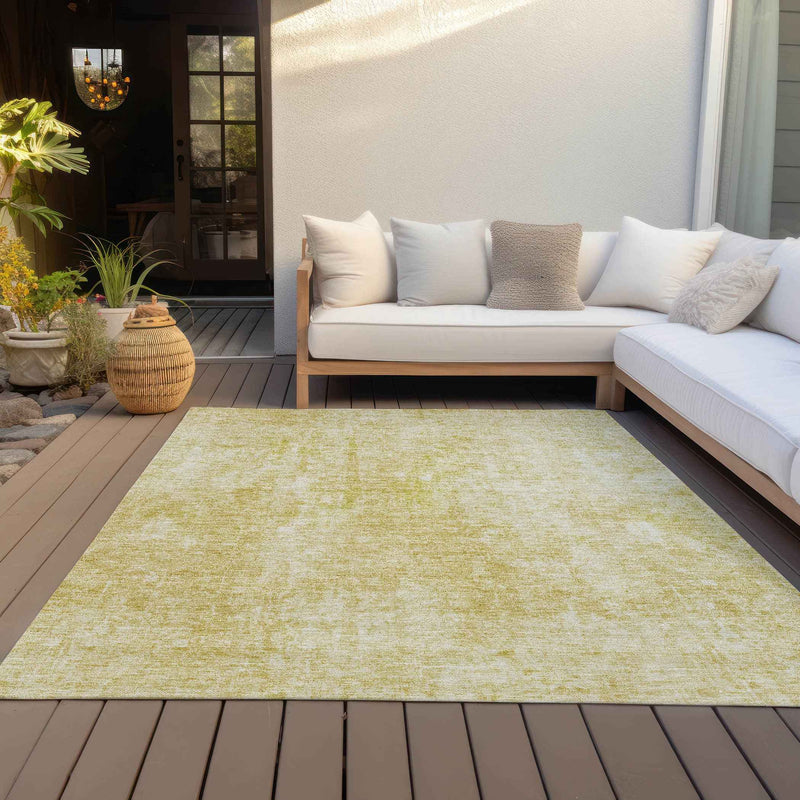 9' X 12' Gold Wheat And Ivory Abstract Washable Indoor Outdoor Area Rug