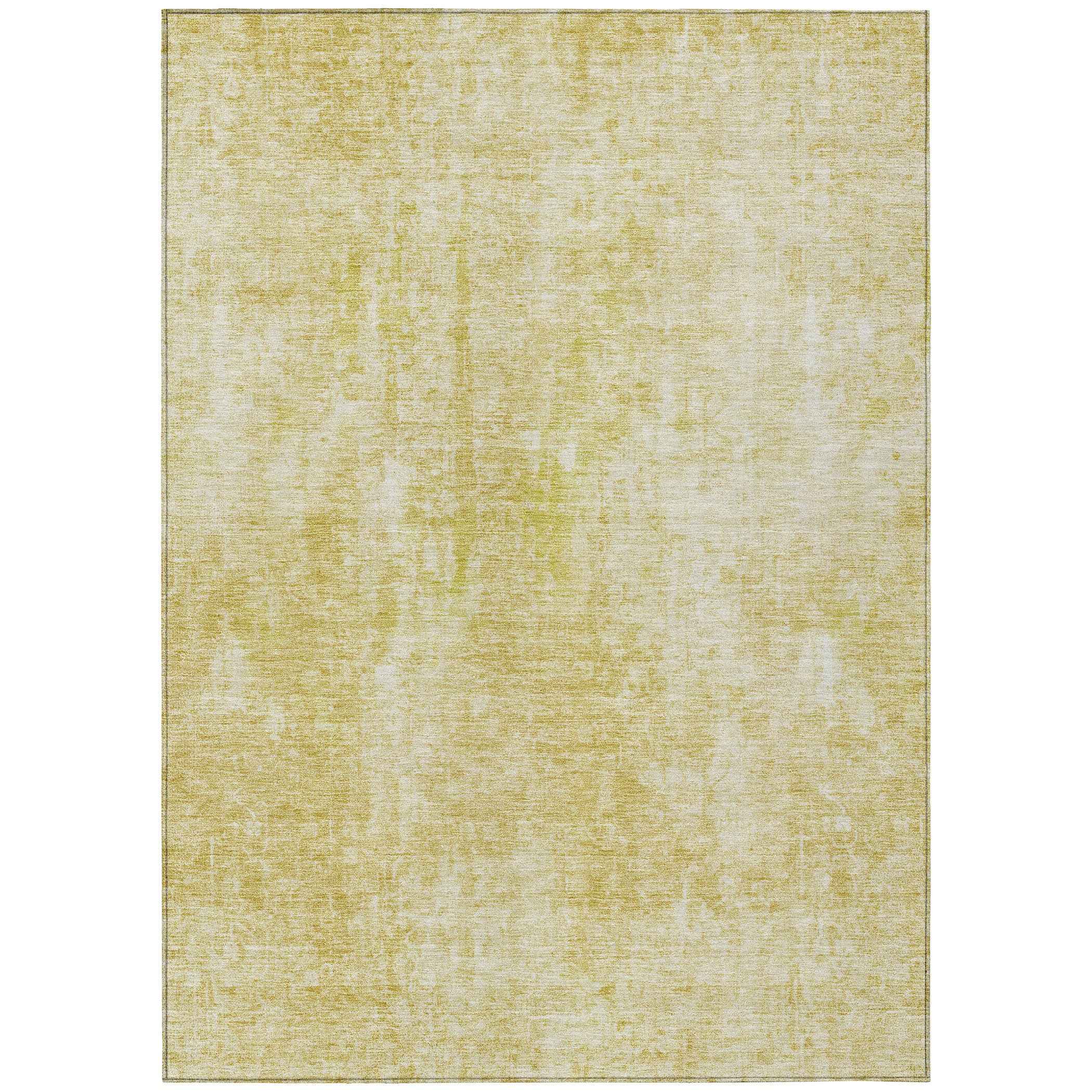 9' X 12' Gold Wheat And Ivory Abstract Washable Indoor Outdoor Area Rug