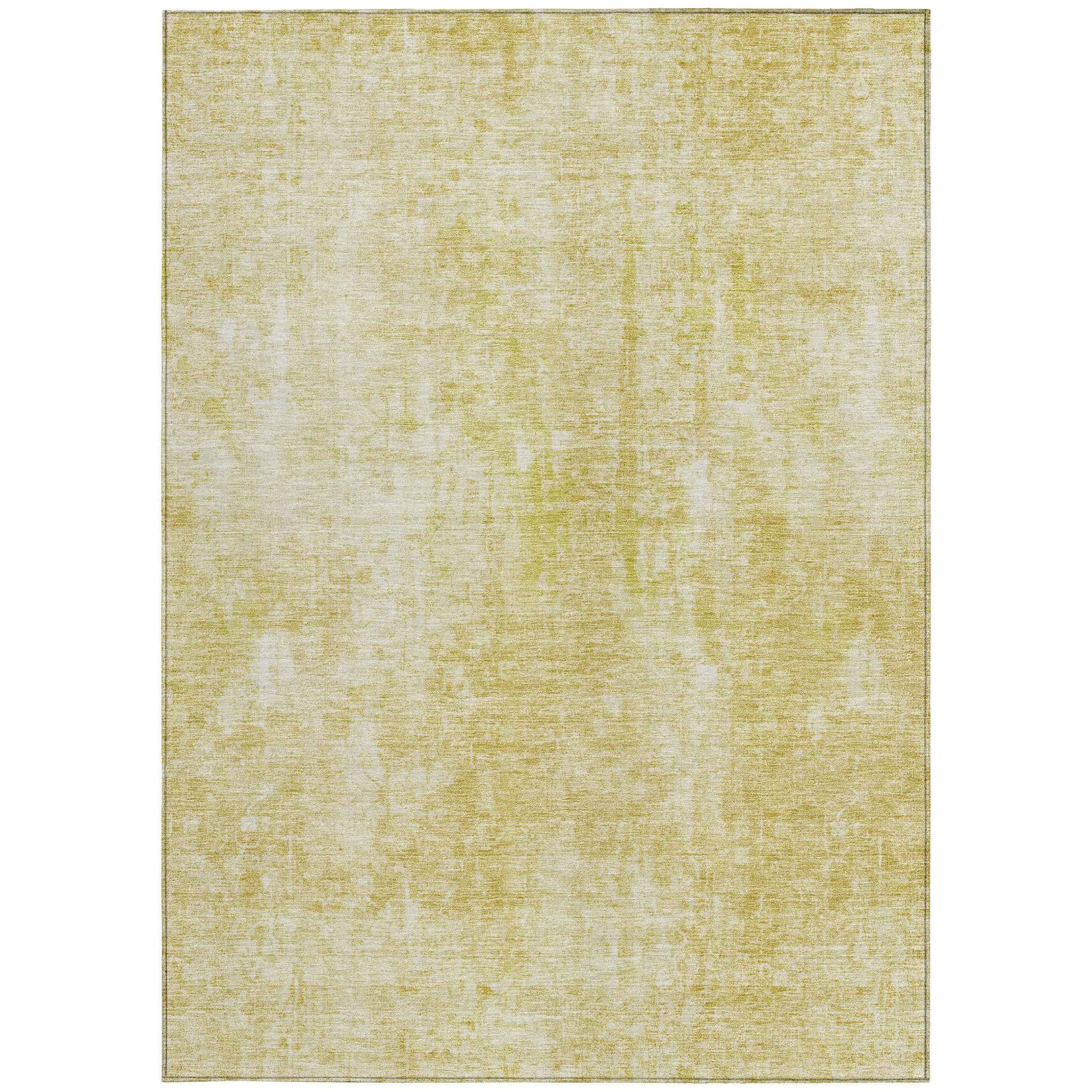9' X 12' Gold Wheat And Ivory Abstract Washable Indoor Outdoor Area Rug