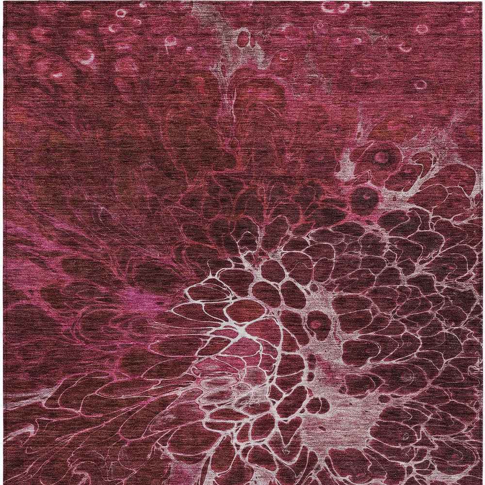 10' X 14' Merlot Blush And Gray Abstract Washable Indoor Outdoor Area Rug