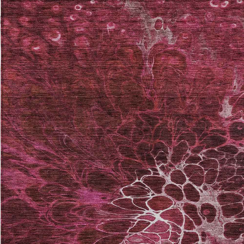 10' X 14' Merlot Blush And Gray Abstract Washable Indoor Outdoor Area Rug