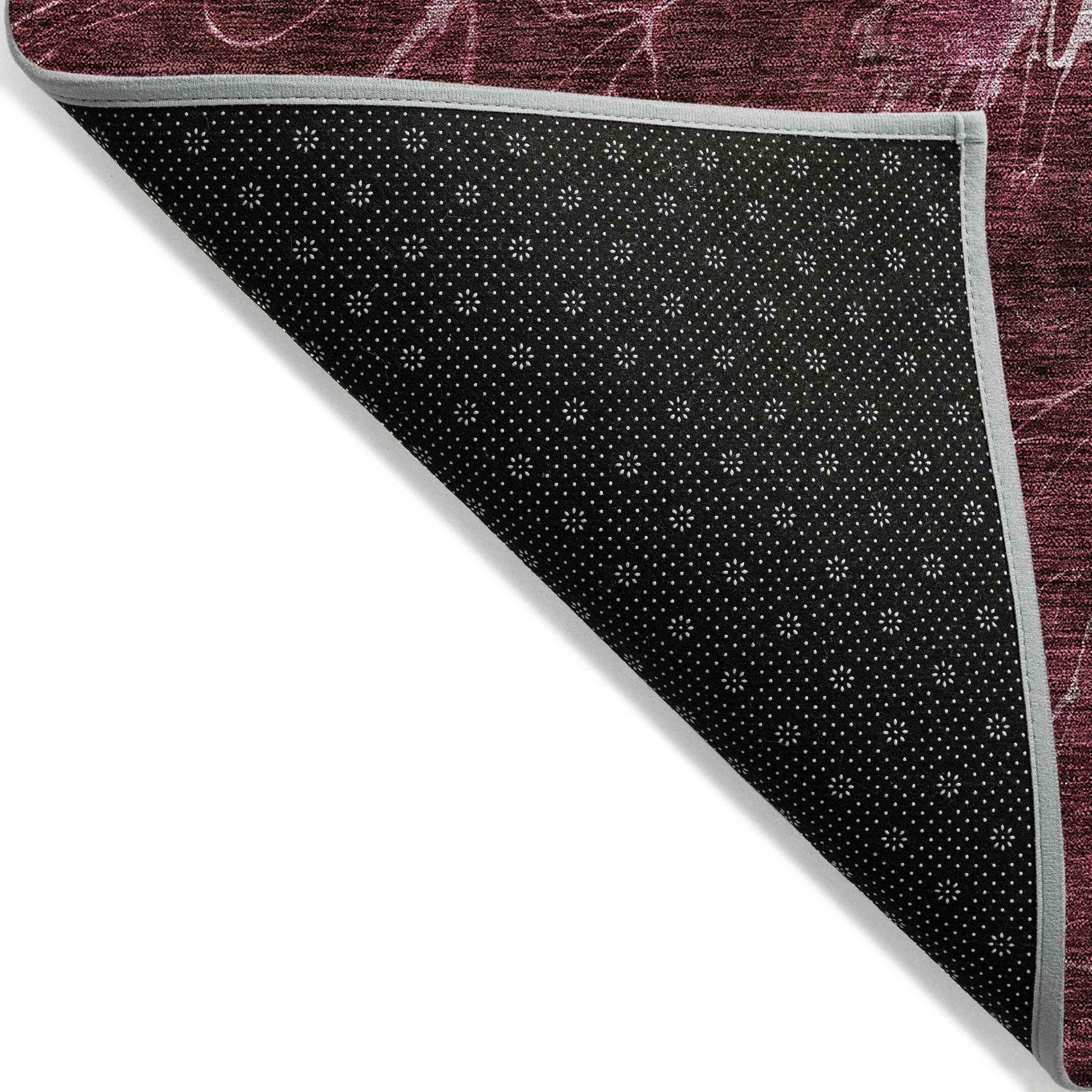 10' X 14' Merlot Blush And Gray Abstract Washable Indoor Outdoor Area Rug