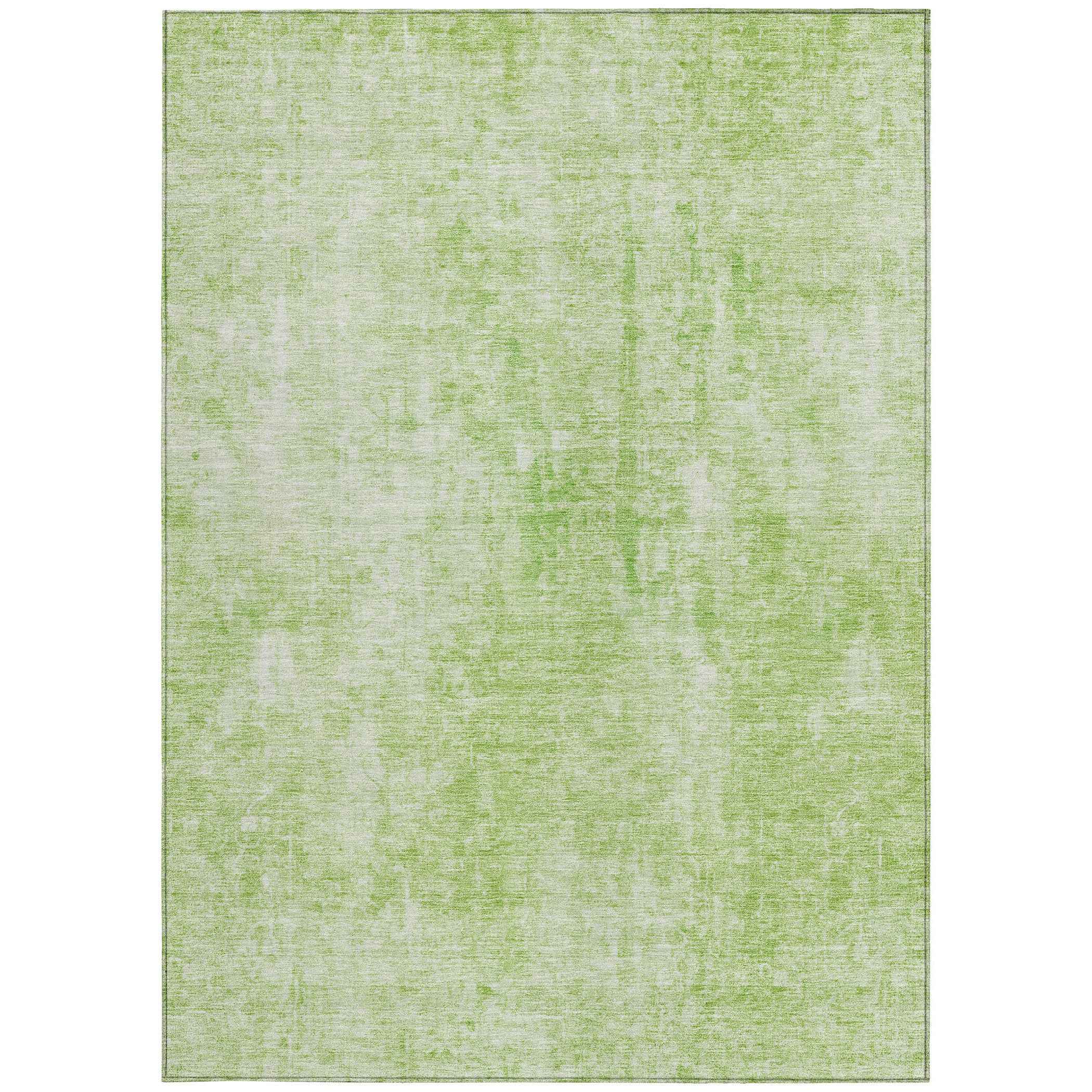 9' X 12' Green And Ivory Abstract Washable Indoor Outdoor Area Rug
