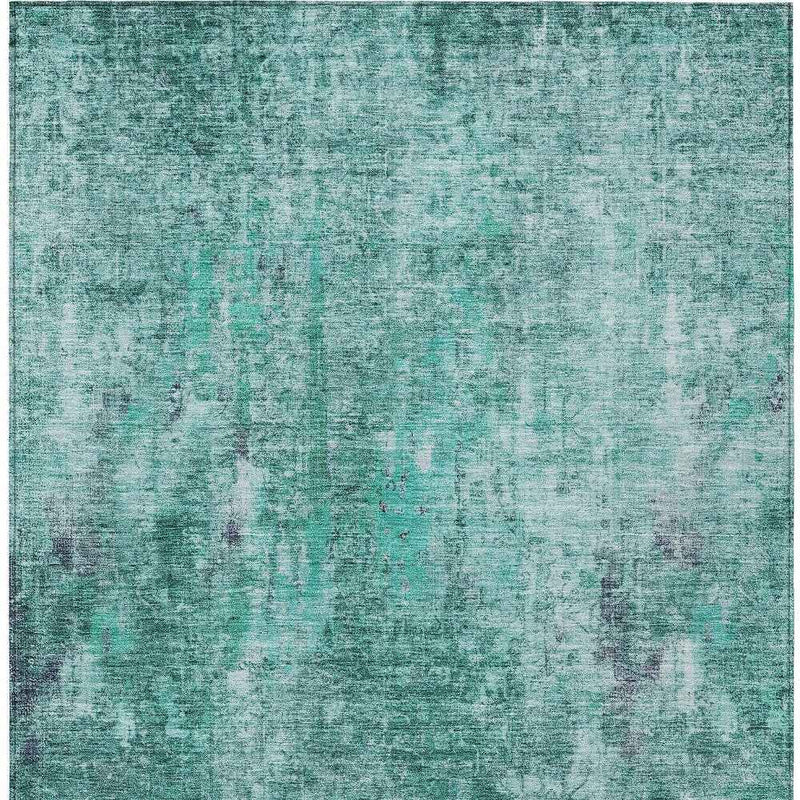 5' X 8' Teal Blue Green And Gray Abstract Washable Indoor Outdoor Area Rug