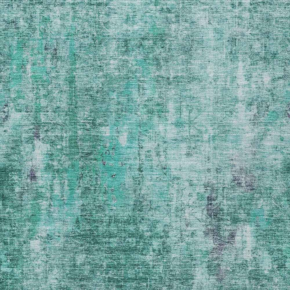 5' X 8' Teal Blue Green And Gray Abstract Washable Indoor Outdoor Area Rug
