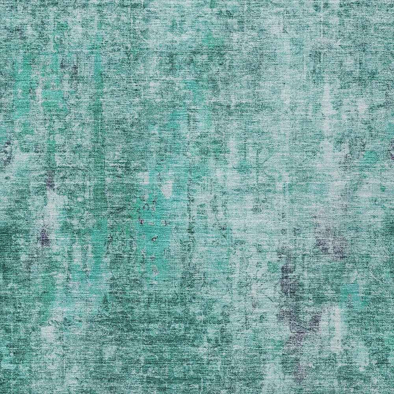 5' X 8' Teal Blue Green And Gray Abstract Washable Indoor Outdoor Area Rug