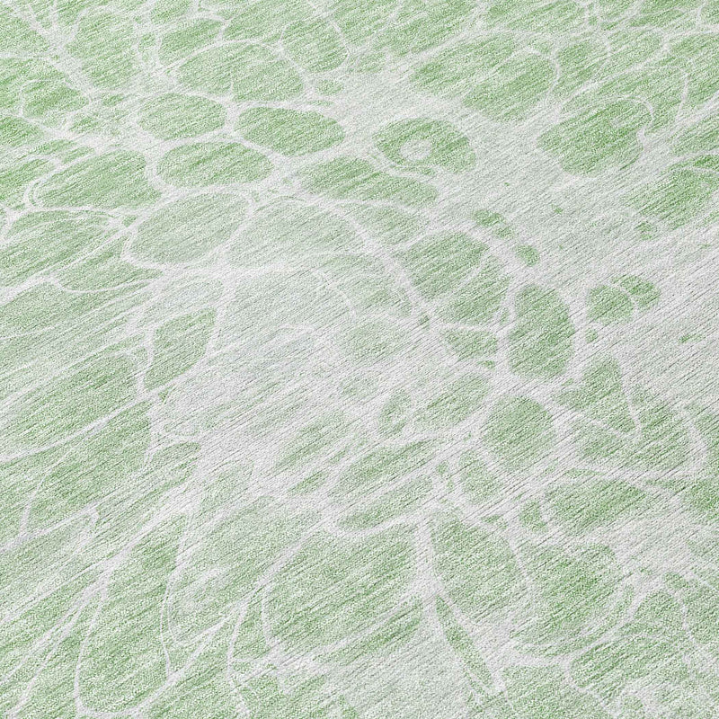 8' Mint Green And Ivory Round Abstract Washable Indoor Outdoor Area Rug