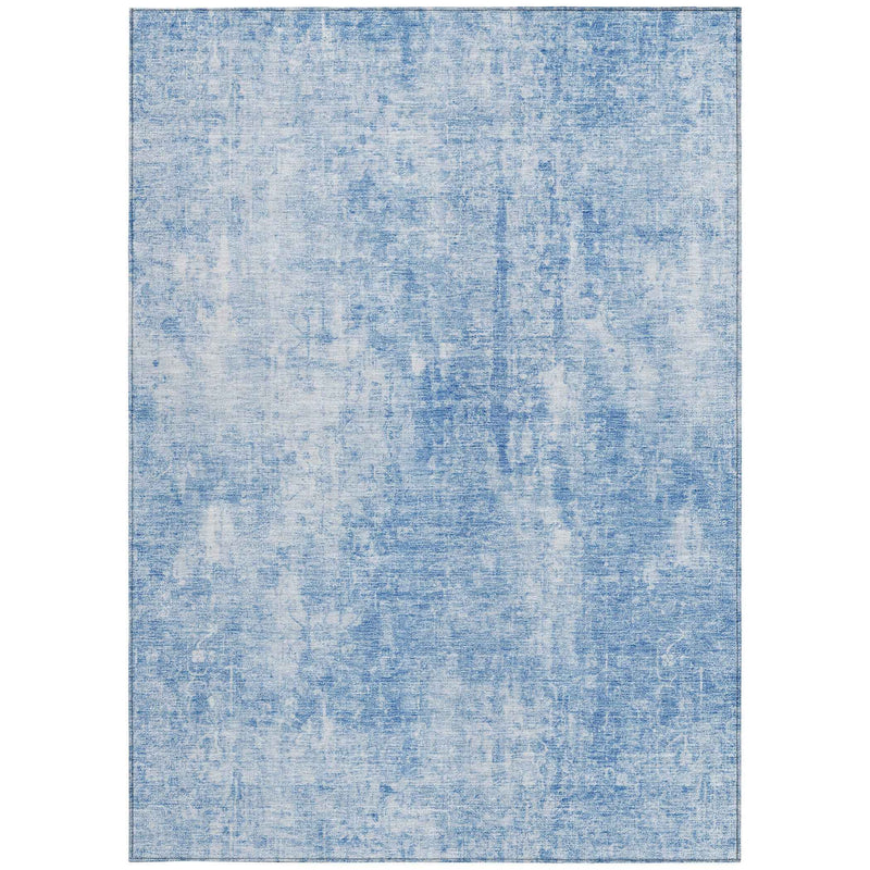 3' X 5' Denim Blue And Ivory Abstract Washable Indoor Outdoor Area Rug