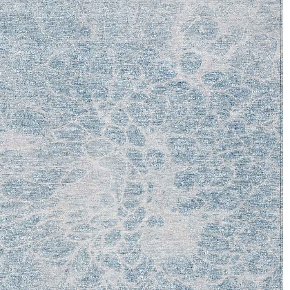 8' X 10' Sky Blue And Denim Blue Abstract Washable Indoor Outdoor Area Rug
