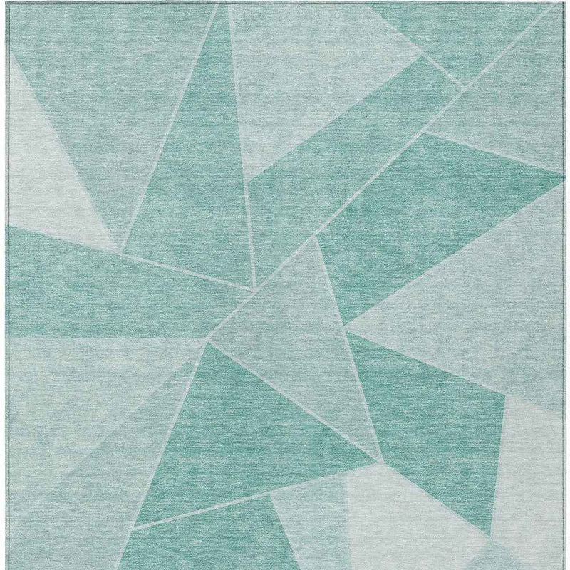 5' X 8' Mint Green And Aqua Geometric Washable Indoor Outdoor Area Rug