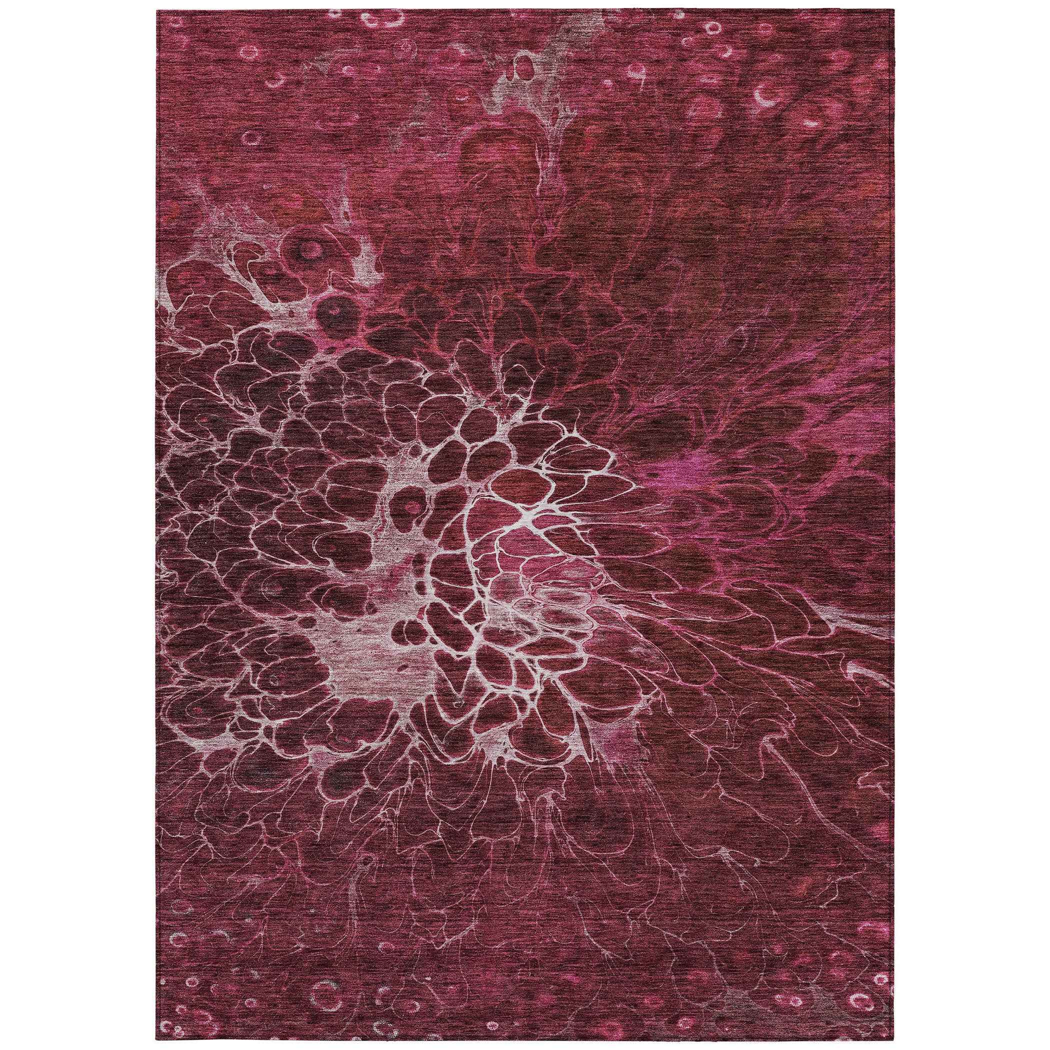 5' X 8' Merlot Blush And Gray Abstract Washable Indoor Outdoor Area Rug