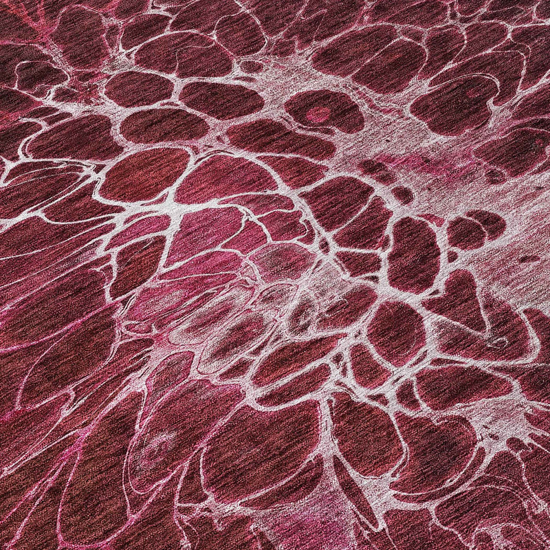 5' X 8' Merlot Blush And Gray Abstract Washable Indoor Outdoor Area Rug