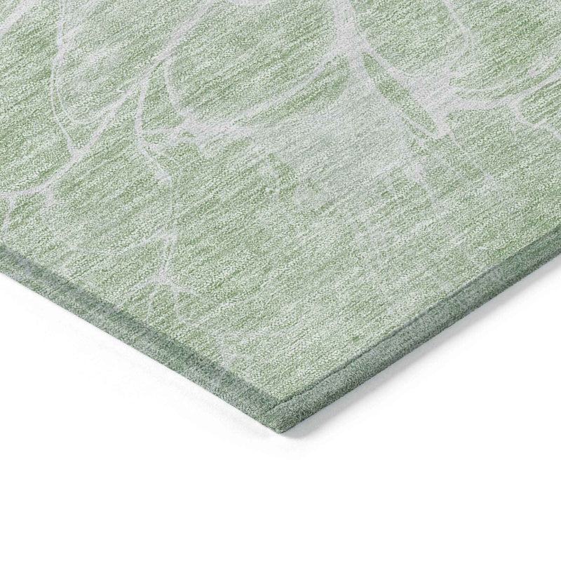 5' X 8' Mint Green And Ivory Abstract Washable Indoor Outdoor Area Rug