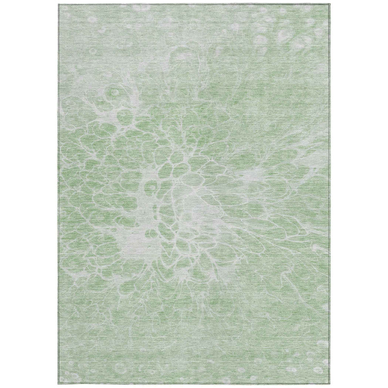 5' X 8' Mint Green And Ivory Abstract Washable Indoor Outdoor Area Rug