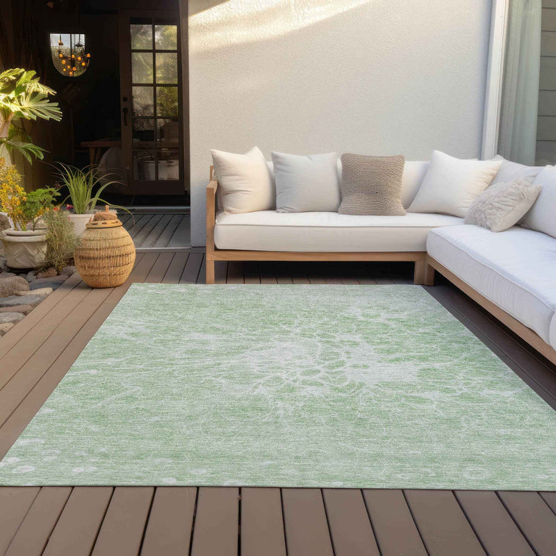 5' X 8' Mint Green And Ivory Abstract Washable Indoor Outdoor Area Rug