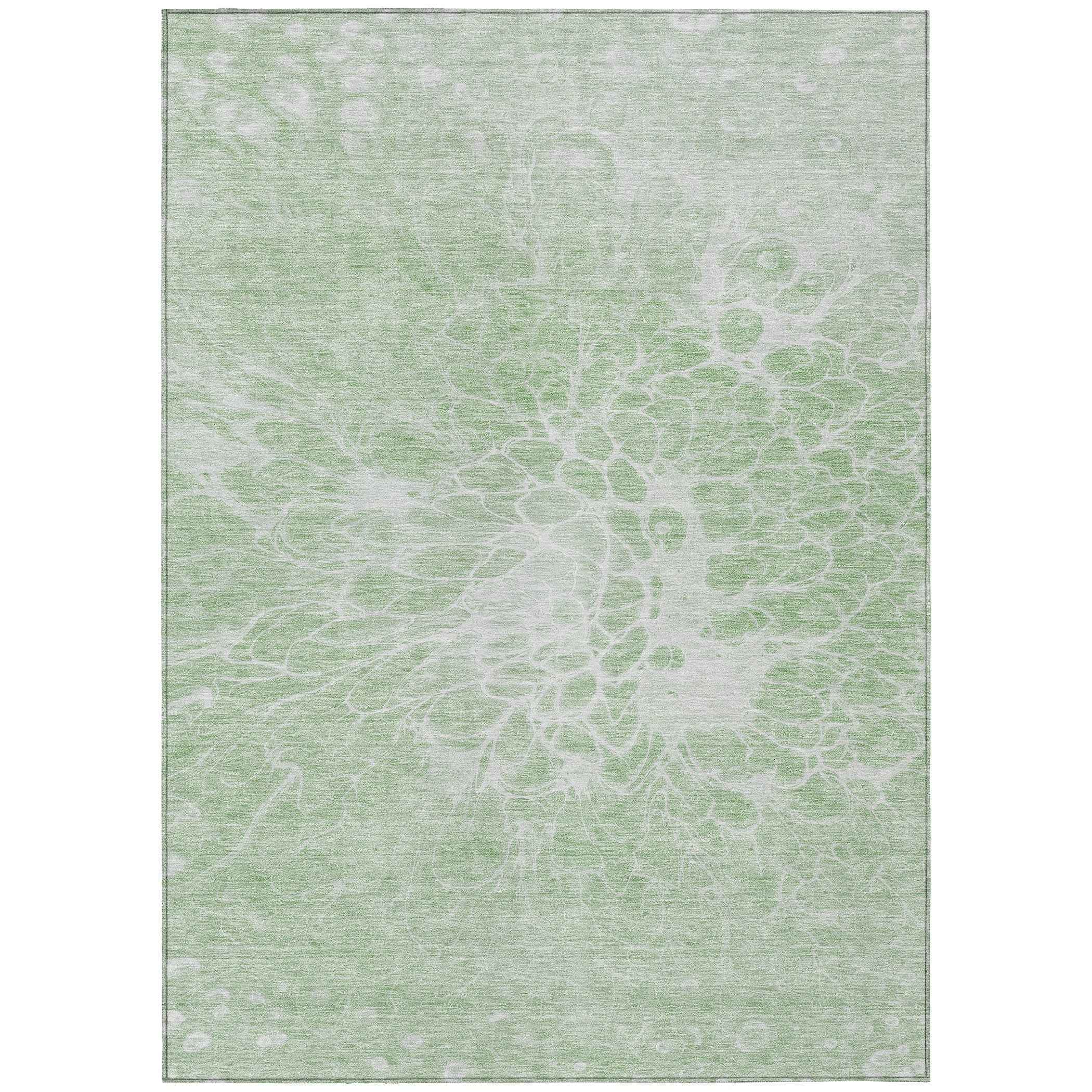 5' X 8' Mint Green And Ivory Abstract Washable Indoor Outdoor Area Rug