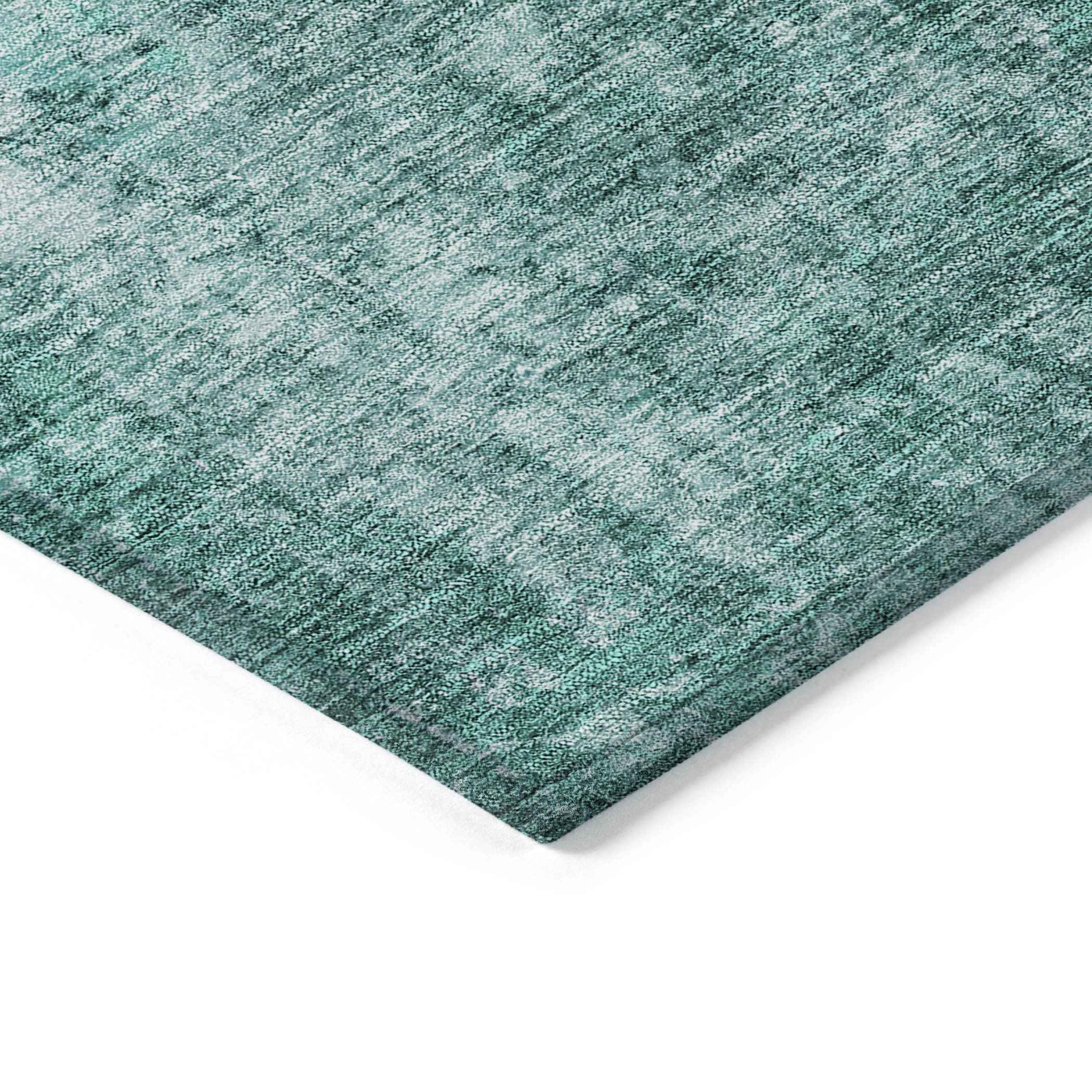 9' X 12' Teal Blue Green And Gray Abstract Washable Indoor Outdoor Area Rug