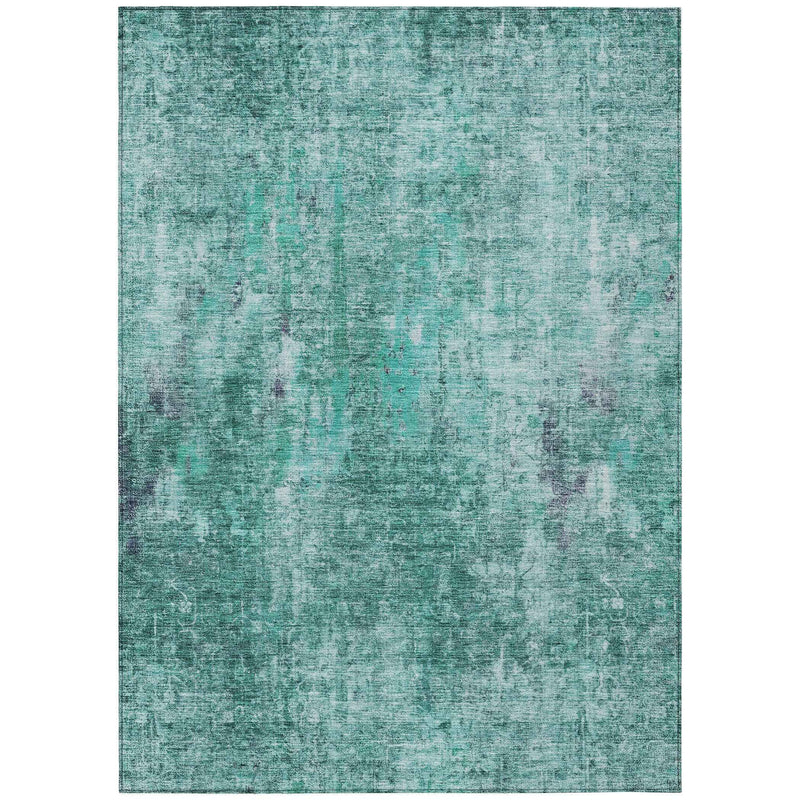 9' X 12' Teal Blue Green And Gray Abstract Washable Indoor Outdoor Area Rug