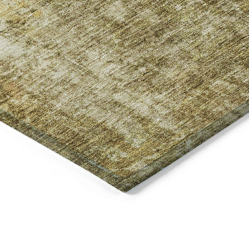 5' X 8' Brown Beige And Gold Abstract Washable Indoor Outdoor Area Rug