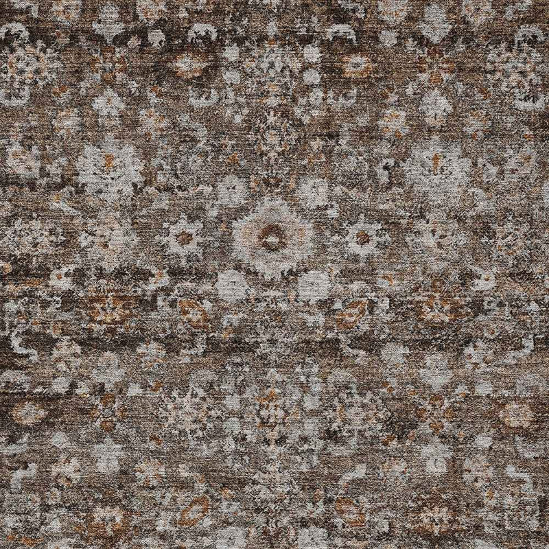 10' X 14' Dark Brown Brown And Taupe Oriental Washable Indoor Outdoor Area Rug