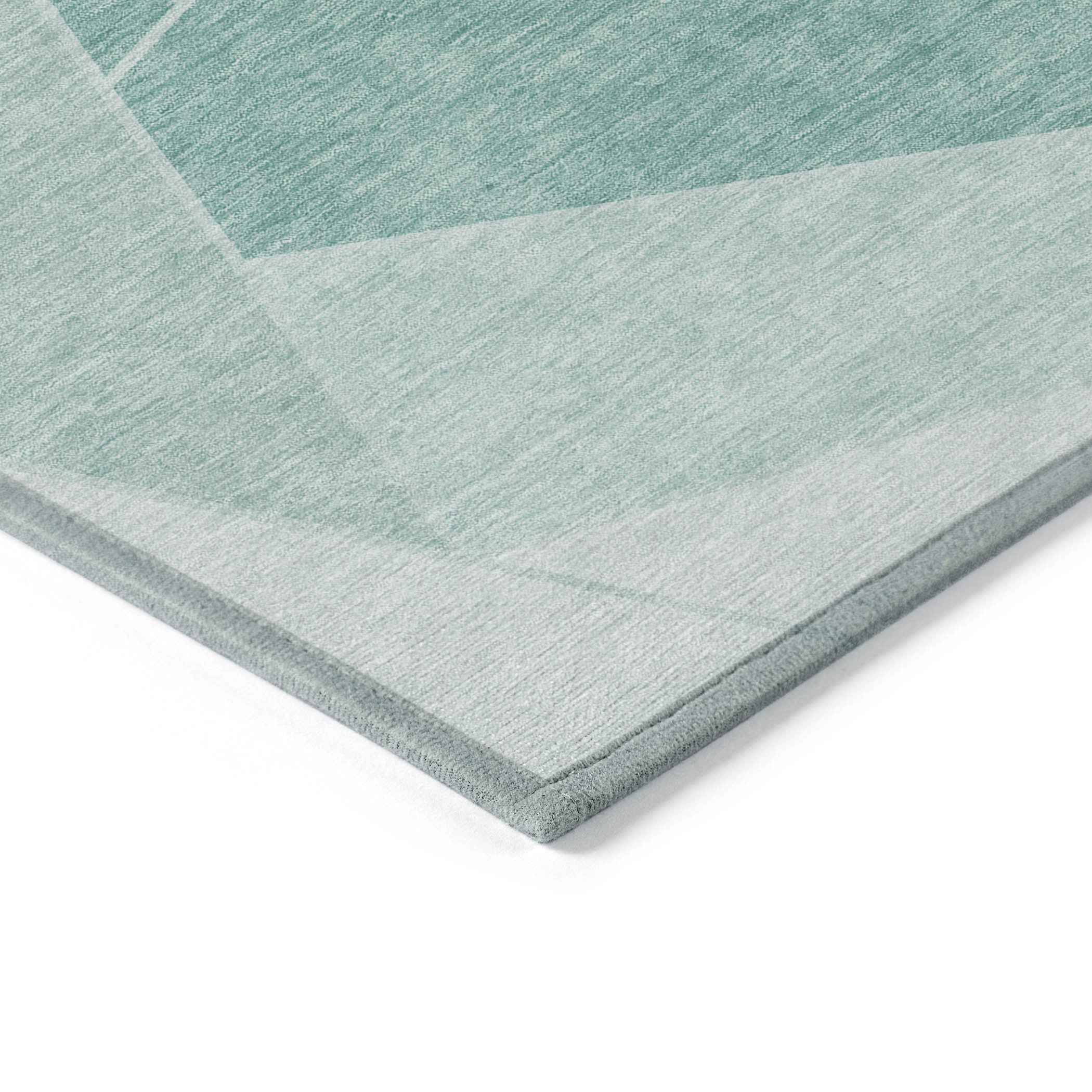 8' X 10' Mint Green And Aqua Geometric Washable Indoor Outdoor Area Rug