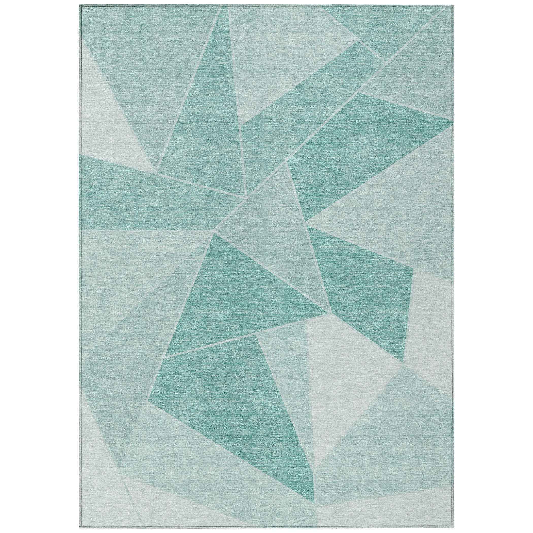 8' X 10' Mint Green And Aqua Geometric Washable Indoor Outdoor Area Rug