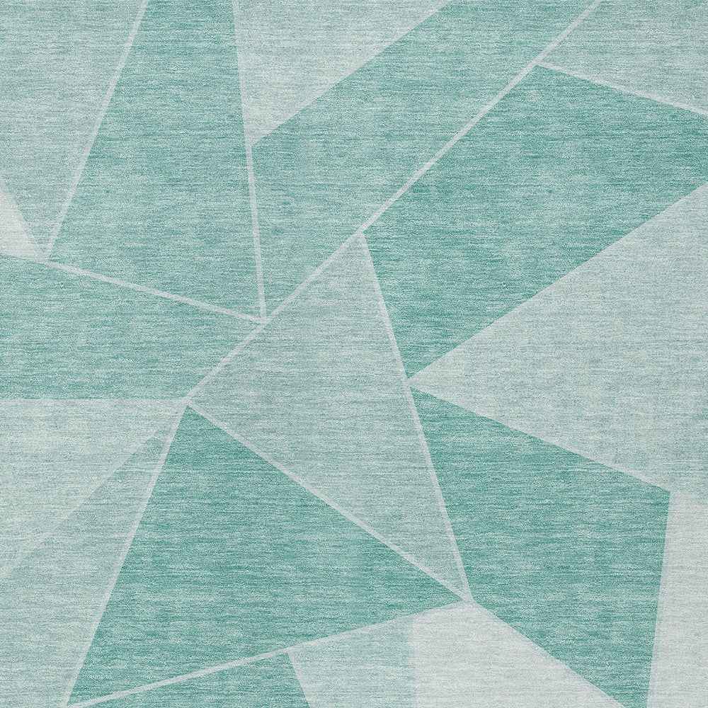 8' X 10' Mint Green And Aqua Geometric Washable Indoor Outdoor Area Rug