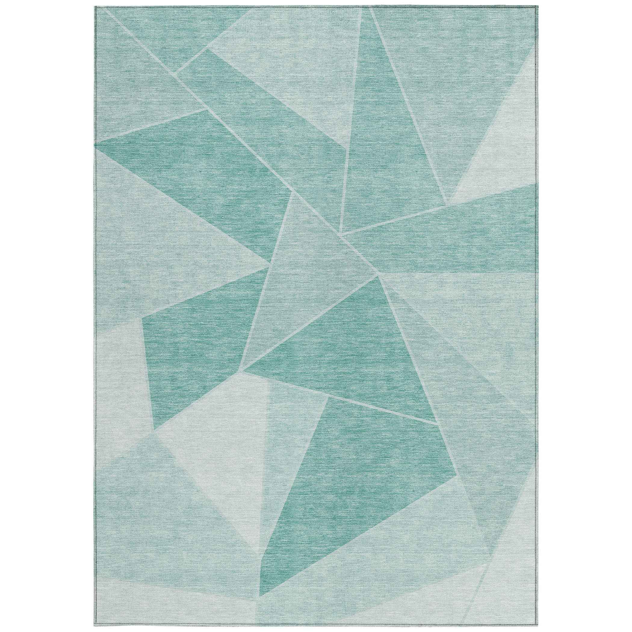 8' X 10' Mint Green And Aqua Geometric Washable Indoor Outdoor Area Rug