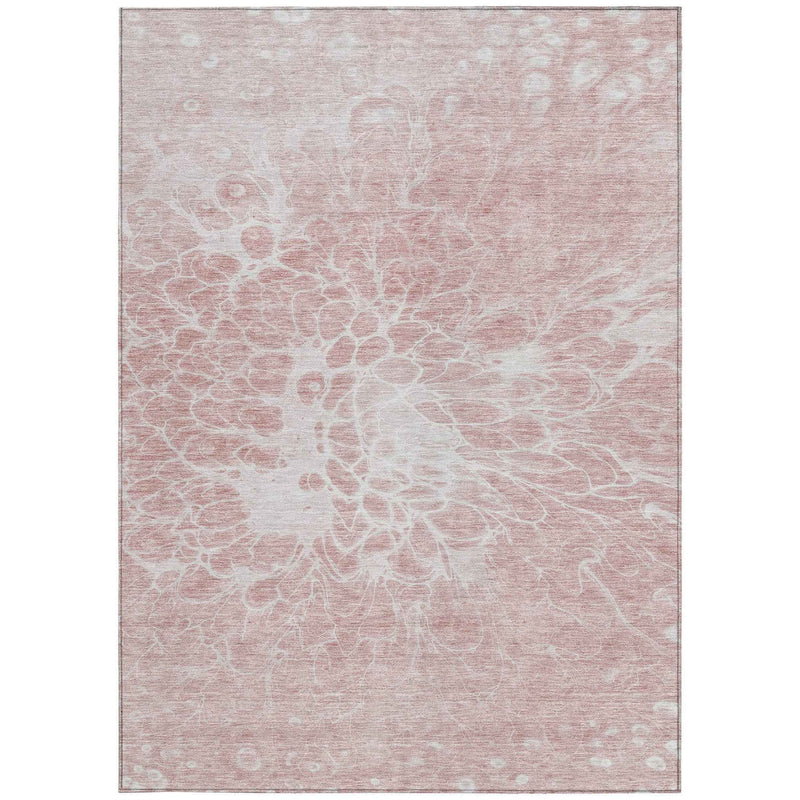 10' X 14' Pink Blush And Ivory Abstract Washable Indoor Outdoor Area Rug